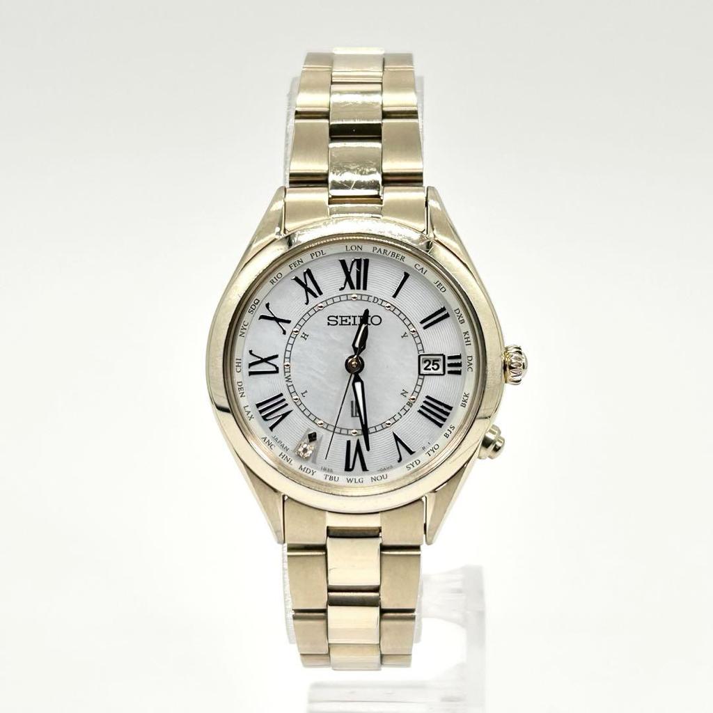 [USED] SEIKO Lukia 1P Diamond Mother-of-Pearl Dial Solar Radio-Controlled Wristwatch