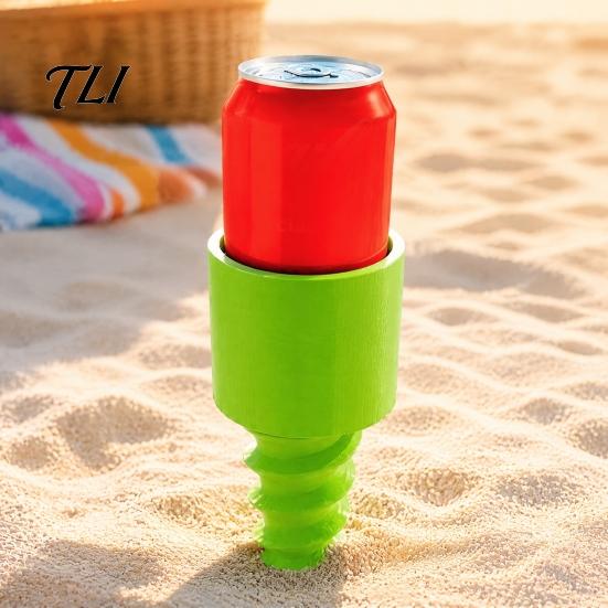 Garden Cup Stake Beach Sand Holder, Stable Spiral Screw-in Beverage Stake, 3D Lawn Holder Print Portable Coaster for Picnic And Camping Ground