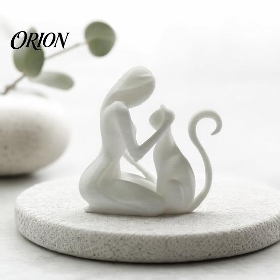 Скульптура 3D-печатная скульптура, Цельнолитая настольная фигурка, Абстрактный устойчивый декор Женщина Кот Арт-украшение для дома Подарок Минималистичный