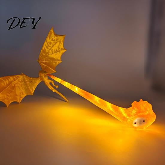 Декоративные украшения для книжной полки, 3D-печатный декор Огнедышащего Дракона, Фэнтезийный уголок со светом, Летающая фигурка, Настольные аксессуары для офиса с