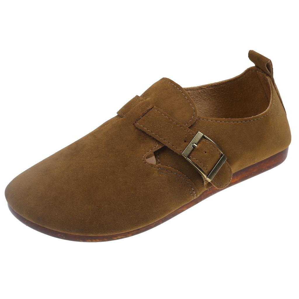 2024 новые женские туфли Sen series хаки плоские туфли французские ретро-тонкие туфли Lefu туфли бокен матовые осень и зима