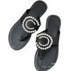 2025 new fashion casual large size pearl toe solid color flat casual slippers fashion beach women's shoes