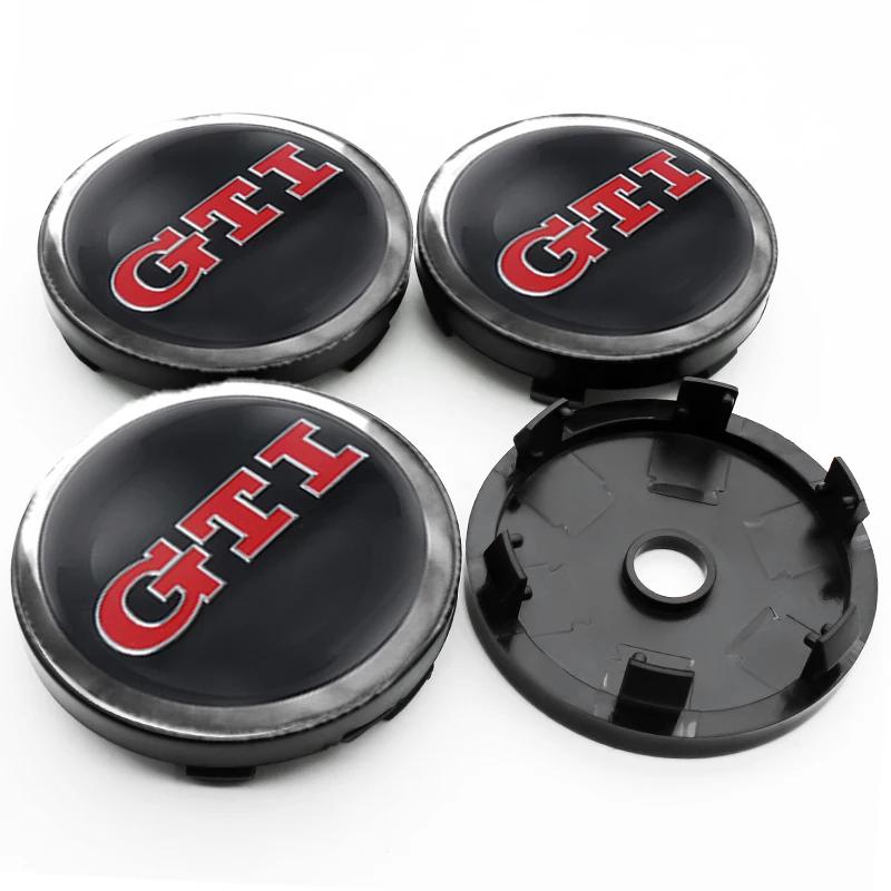 For VolkswagenMK6 4Pc 55mm 56mm 60mm 65mm Car Wheel Center Hub Cap Rim Cover Stickers For Volkswagen VW GTI R-Line R Polo T5 Golf Passat Scirocco