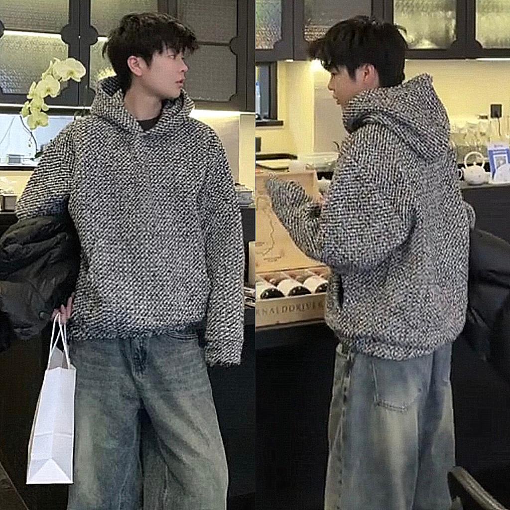 Осень Новый Стиль Маленький Аромат Пара Свободная Толстовка с Капюшоном Мужская Универсальная Повседневная Толстовка с Длинным Рукавом