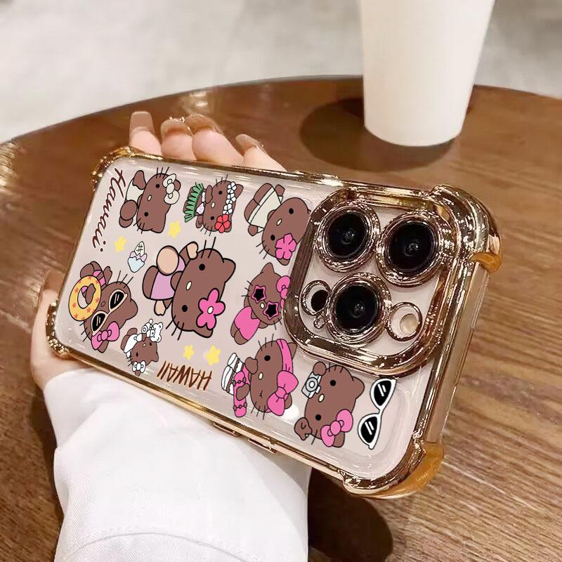 Чехол для OPPO A6X A5X A6 A5 Pro Reno 15F 15 14F 14 13F 12F 11F 13 12 Pro 5G Ударопрочный Черный Силиконовый Surfing Hello Kitty Чехол