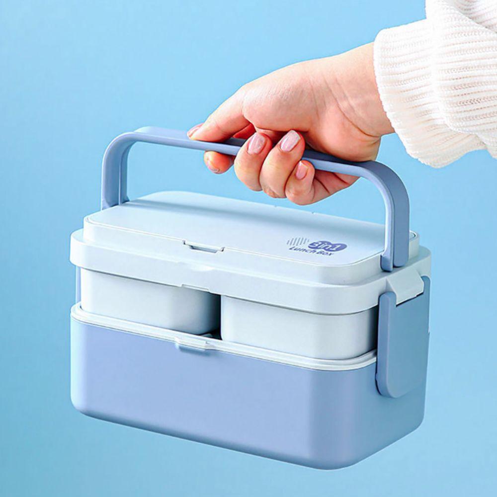 Japanese-style Student Lunch Container Microwavable Food Container 2 Layer Picnic Lunch Box Office