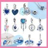 Медные буквы Love Шармы Синяя серия Раздвижные сердца Бусины Подвески Подходят для браслета Сделай сам Ювелирные изделия Подарки для женщин