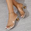 Fashion 2024 Summer New Fashion Square Head Transparent Sexy Open Toe Women's High Heel Comfortable Slippers for External Wear