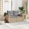 VidaXL Canapé de jardin avec coussins 2 places beige résine tressée 366107