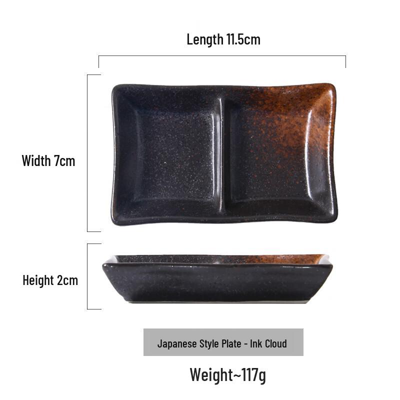 Japanese Style Ceramic Two-Compartment Sauce Dish