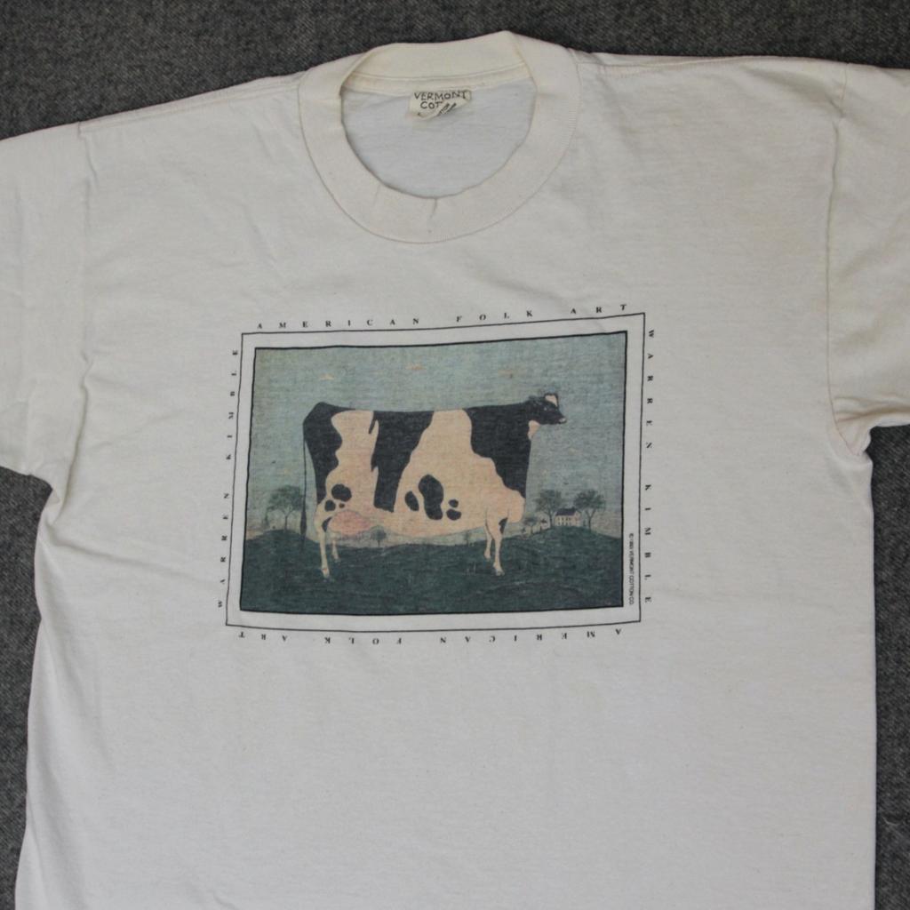 Warren Kimble Art T Shirt L VTG 90s American Folk Art Cow Vermont Artist USA Tee