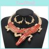 Creative Rhinestone Decoration Crocodile Design Women Necklace And Earring Set