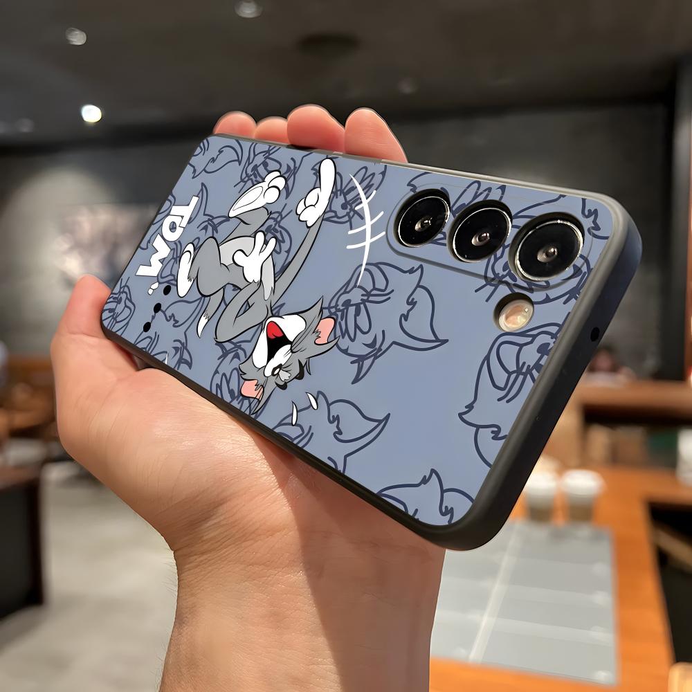 AniME-T-Том и Джерри Кавайный Чехол Для Телефона Для Samsung A56 A36 A26 A16 A15 A25 A35 A55 A14 A34 A24 A54 Черный Мягкий Чехол