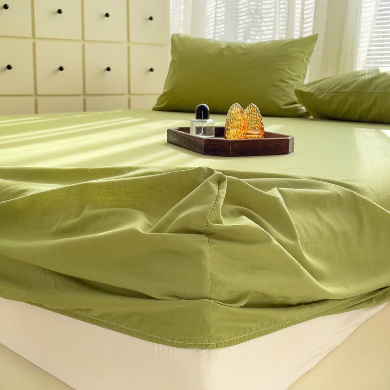 Комплект из трех простыней в полоску из стираного хлопка в японском стиле, полное покрытие, нескользящая цельная простыня, матрас Simmons, защита от пыли