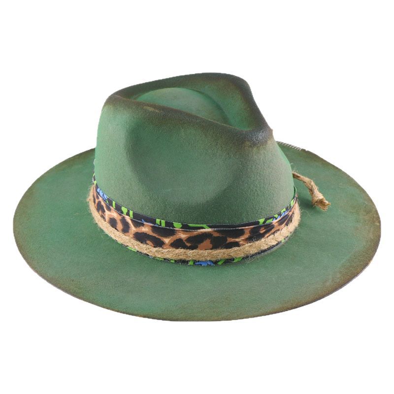 Sheep hat Panama pure wool feather top hat European and American fashion versatile sheep felt fedora hat