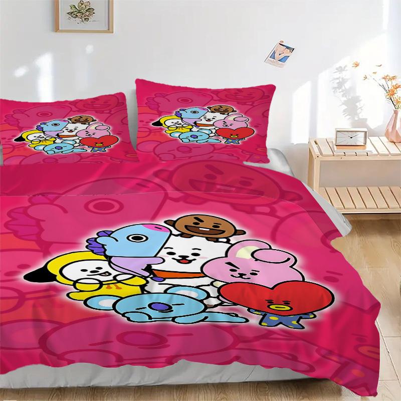 3pcs BT Characters Cover Set, 1 Cover + 2 Pillowcases (No Insert), Bedding for All Seasons, Bedding,Bedroom Decor yy250922003