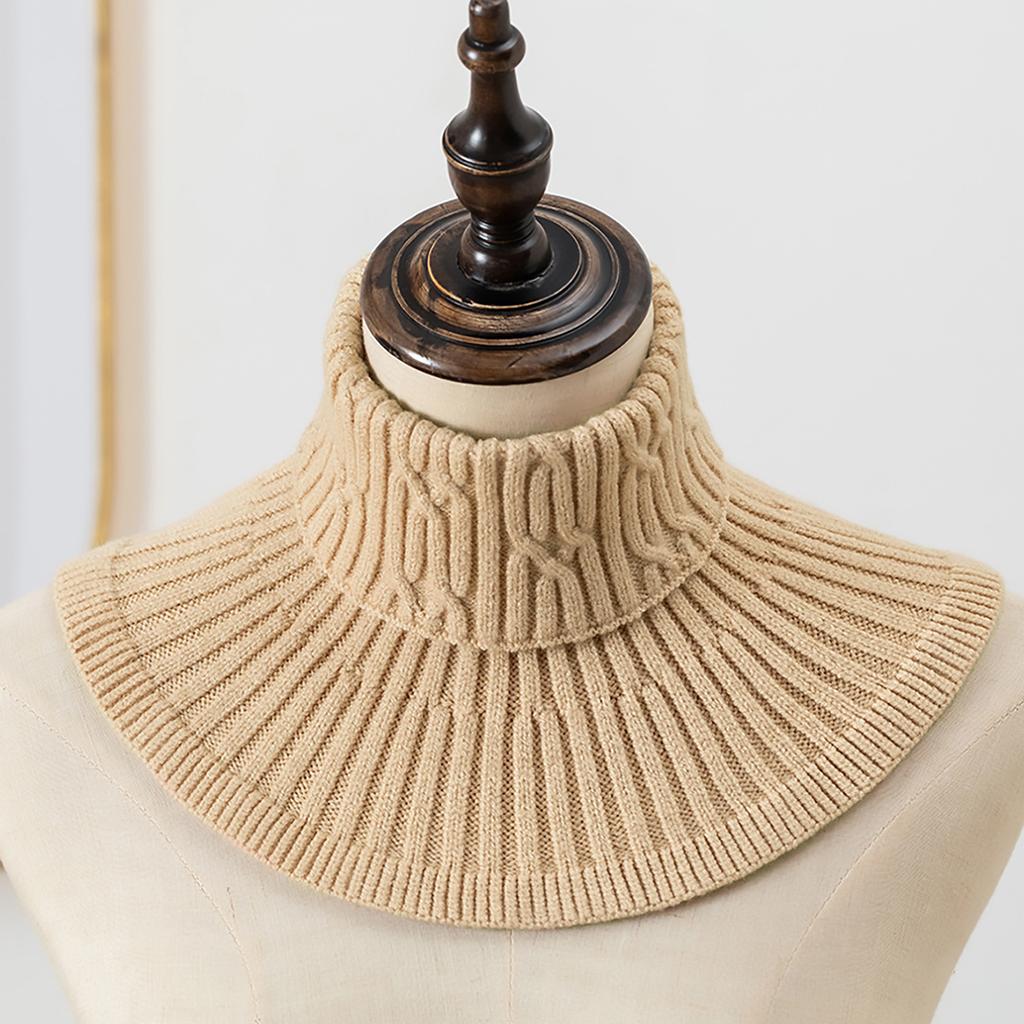 Winter Windproof Knitted Fake Collar Scarf With Wooden Ear Women Turtleneck Warm Knitted False Fake Collar Detachable Scarf