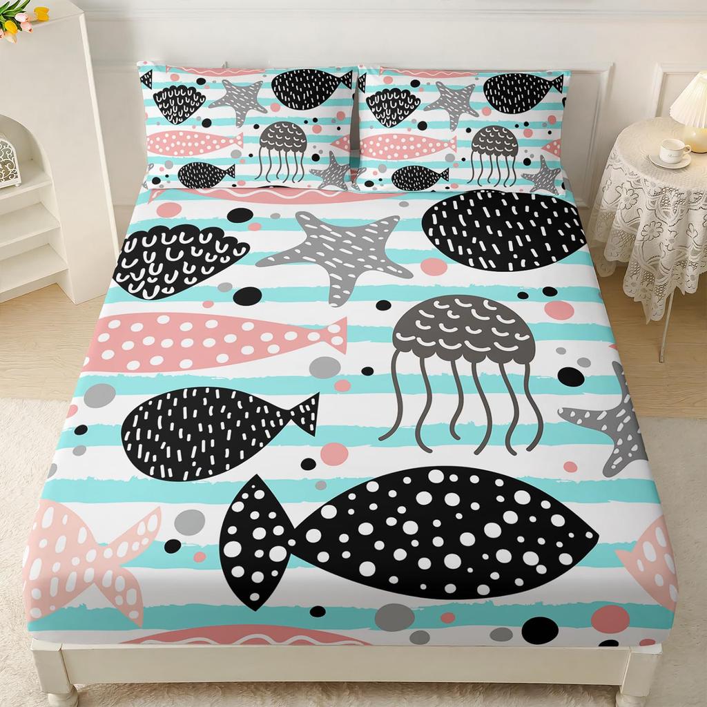 Beautiful Butterfly Pattern Mattress Three-Piece Digital Printing Home Bedding Set Adult Children