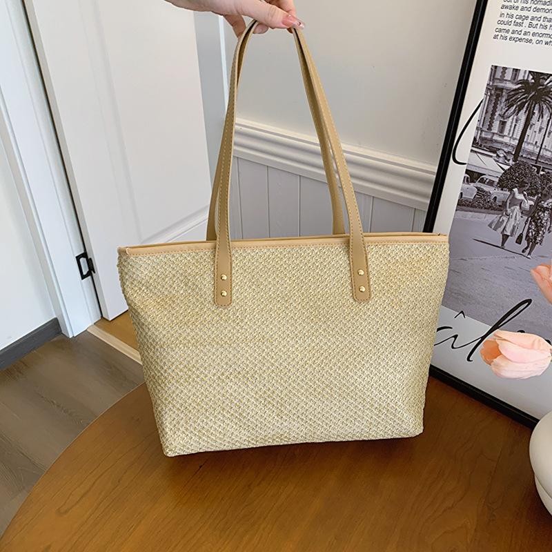 Большая вместительная соломенная сумка 2024 года, популярная модная пляжная сумка, сумка через плечо, сумка-тоут, женская сумка прилив
