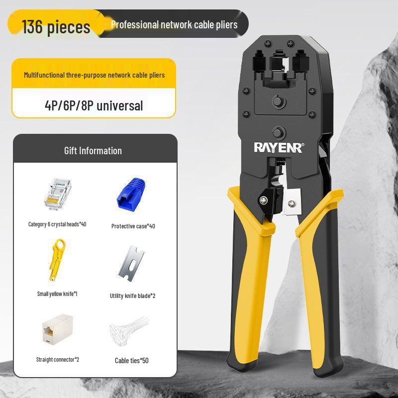 Ruineng Профессиональный набор инструментов для обжима сети Cat 6 с многофункциональным тестером