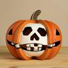 Halloween Pumpkin Statue Spooky Skull Pumpkin Sculpture Resin Tabletop Ornament for Dining