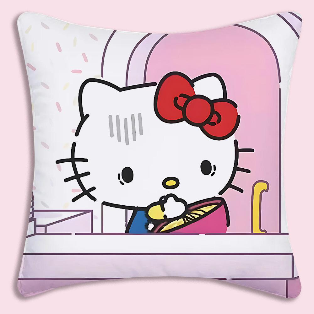 Cartoon Sanrios Hellokitty Hot Pillow Covers Cartoon Sofa Decorative Home Double-Sided Printing Short Plush Cute Cushion Cover