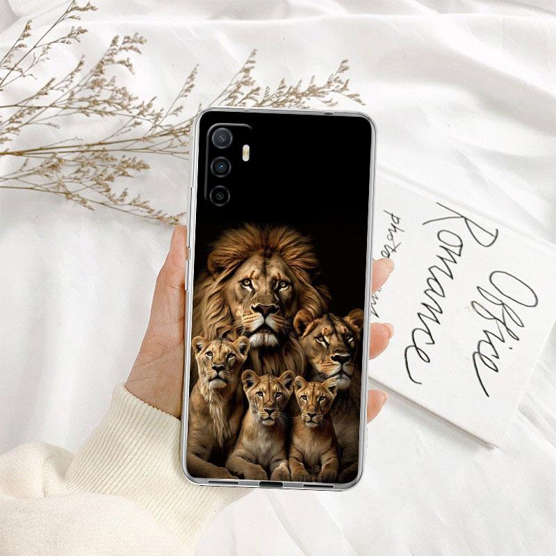 Animal Tiger lion Transparent Phone Case for Samsung Galaxy A04 A04S A14 A23 A34 A54 M23 M33 M52 M53