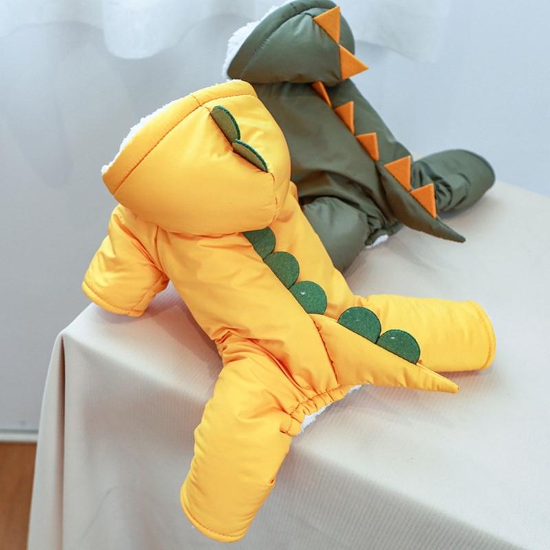 Пальто для собаки с капюшоном Костюм динозавра для собаки Комбинезон для собаки Зимнее пальто Комбинезон-костюм Толстовка Куртка для собаки Одежда для собаки