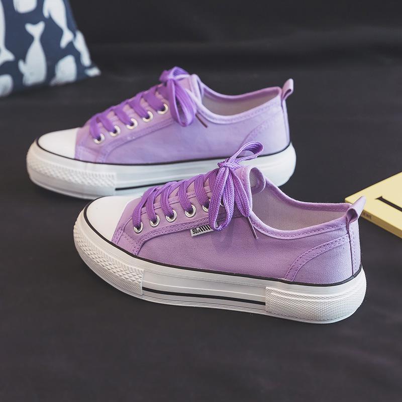 Женские весенние корейские парусиновые кроссовки на толстой подошве