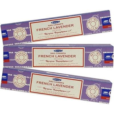 Ароматические палочки Satya Nag Champa French Lavender, упаковка из 3 коробок по 15 г каждая