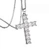 Shiny Square Zircon Cross Pendant Necklaces for Women Fashion Hip Hop Punk Rhinestone Chain Collar Party Jewelry