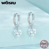 WOSTU Original 925 Sterling Silver Heart Hoop Earrings Luxury Jewelry Earrings 10mm For Women Fine Jewelry Party Daily Gift