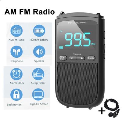 Портативное AM FM персональное стерео радио перезаряжаемое мини FM разъем для наушников часы будильник карманное радио для вещания погоды на открытом воздухе