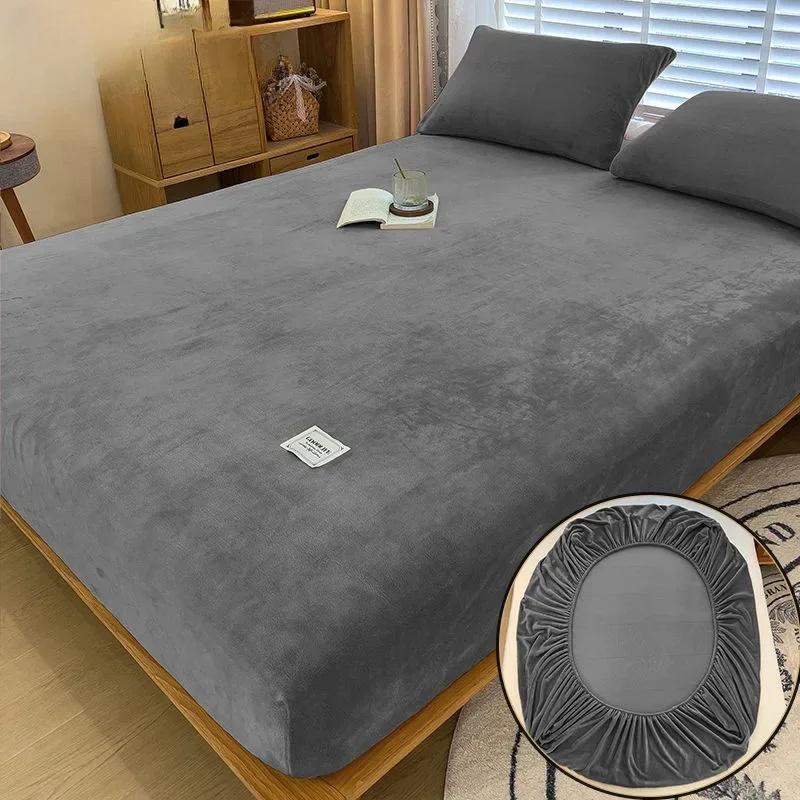 Мягкий теплый утолщенный бархатный наматрасник, защитная простыня, однотонный чехол для кровати, латексный коврик, наматрасники на кровать