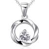 Ожерелье Ashley Jewelry, Стерлинговое серебро 925 пробы, Простое кольцо-подвеска с одним камнем в виде круга с бриллиантом из кубического циркония (Кубический цирконий), Женский подарок
