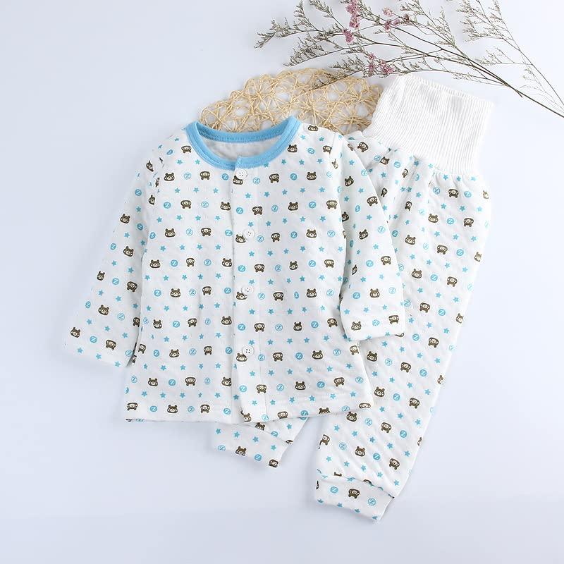 Babykoi Baby Thick Belly Warmer Top and Bottoms Front Long Bear 90cm Pajamas, Set, Opening, Spring/Autumn/Winter, Sleeves, Girls/Boys, All-Over Print,