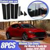 8 шт. Наклейки на стойки дверей, колонны, глянцевые, для Mazda 3 Mazda3 Axela BP Седан ~2024 2025 Автомобили, накладки на оконные молдинги, аксессуары