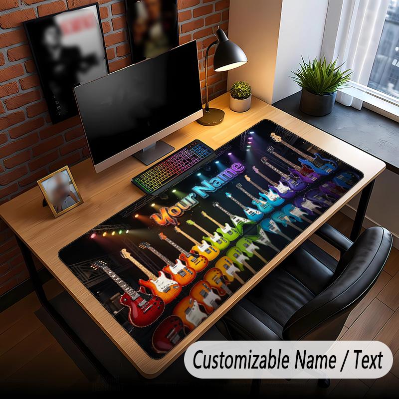 Music Guitar Theme Custom Mouse Pad Personalized With Name Text Customized Desk Mat For Office Home Decor