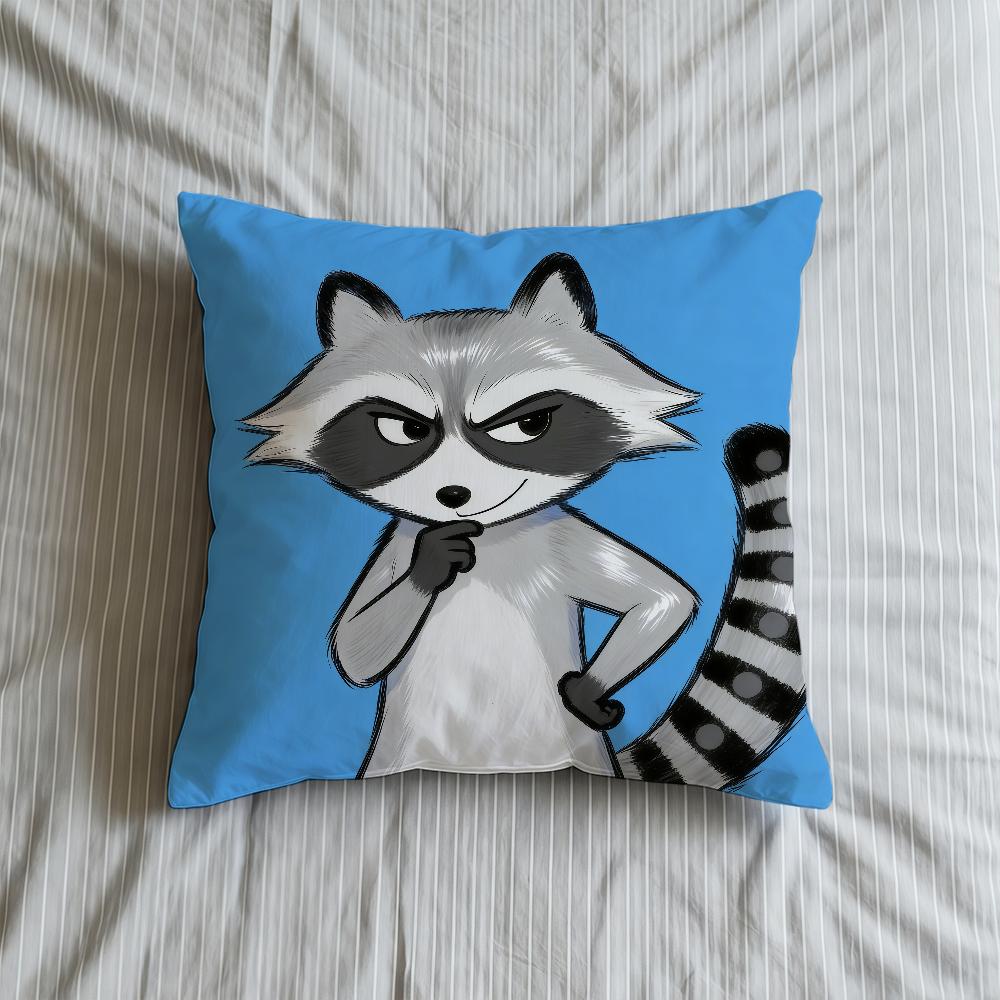 Cushion Cover Soft Case Raccoon Sofa Cartoon Living Room Home Comfortable Office Decor Cute Protective Pillow