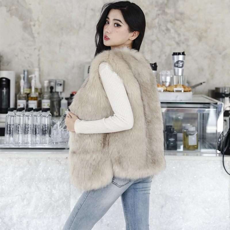 Корейский осенне-зимний жилет из искусственного лисьего меха, женский жилет средней длины, молодежная модная майка из норки