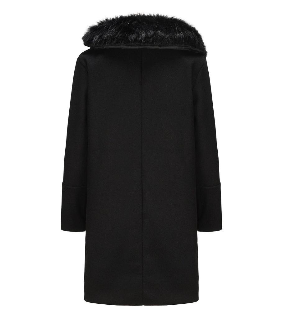 Мужское двубортное шерстяное пальто с большим меховым воротником