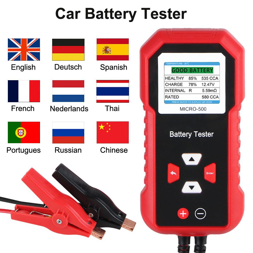 Micro-500 Portable Repair Tools Car Battery Tester 12V For Motorcycle Truck SUV Battery Capacity Tester Multifunctional