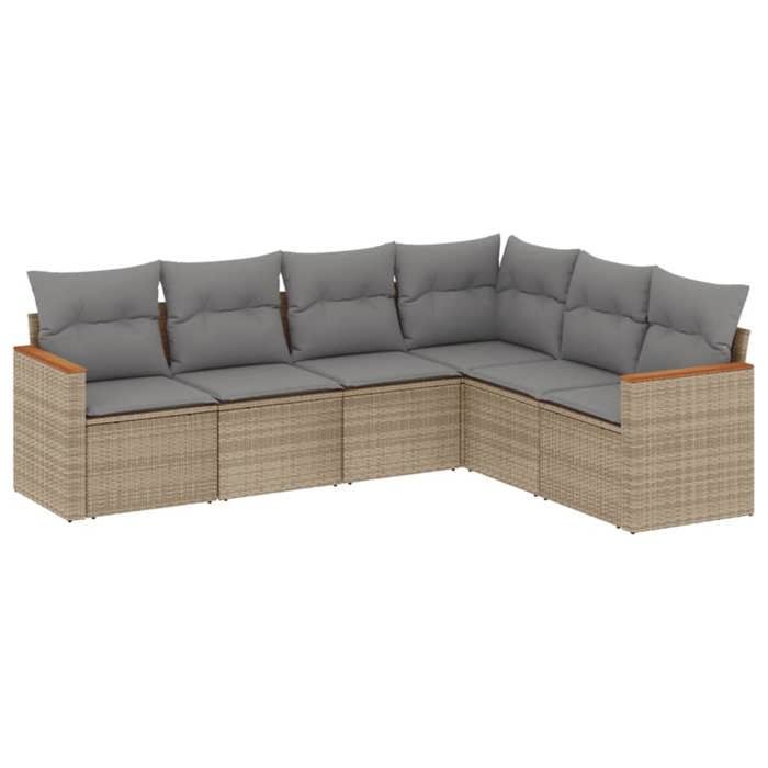 VidaXL Salon de Jardin avec Coussins 6 pcs, Canapés de Terrasse, Ensemble de Meubles de Patio, Mobilier d'Extérieur, Beige 3258405