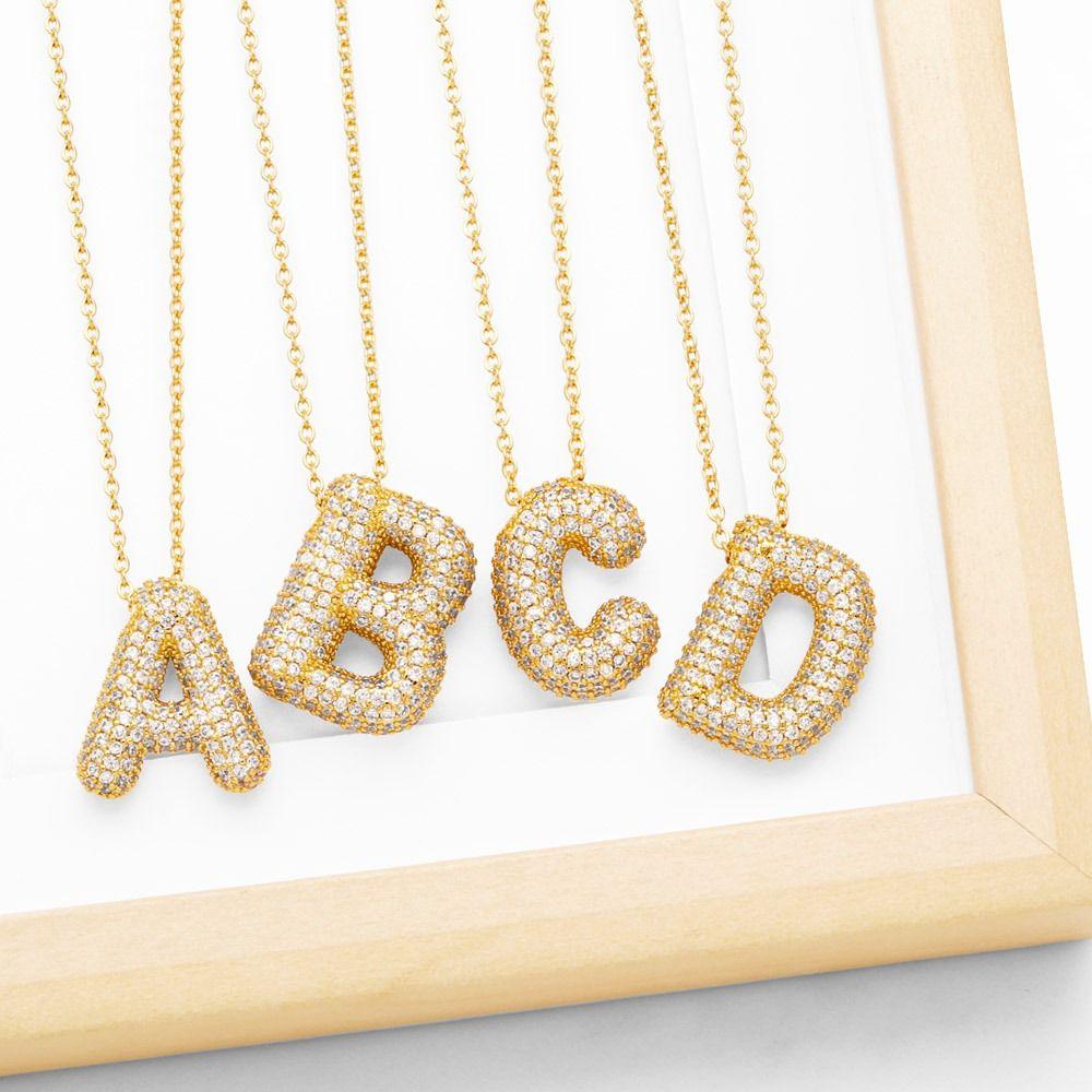 Gold Color 26 Letters Necklace Alphabet Women Sweater Chain A-Z Letter Clavicle Chain Ladies