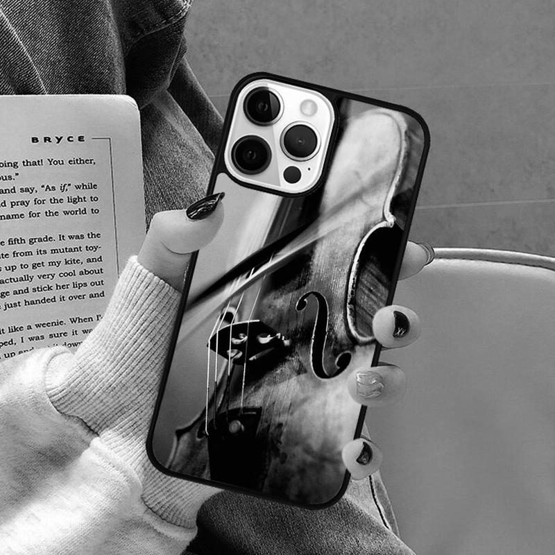 Черно-белый чехол для телефона со скрипкой и виолончелью для iPhone 17 Air 16 16e 15 Plus для Apple 13 11 12 14 Pro Max Cover coque