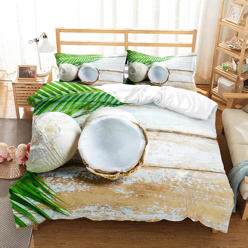 Комплект пододеяльника с кокосовым рисунком, пододеяльник с рисунком кокосовой пальмы для мальчиков, девочек, детский декор для спальни, двуспальный, односпальный размер, чехол для одеяла