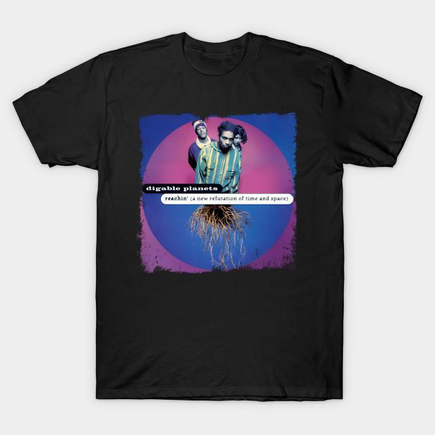 Asian Size Men Black Print T-shirt Digable Planets - Reachin' (A New Refutation Of Time And Space) No-Cut Heat Transfer Print Cotton Tshirt