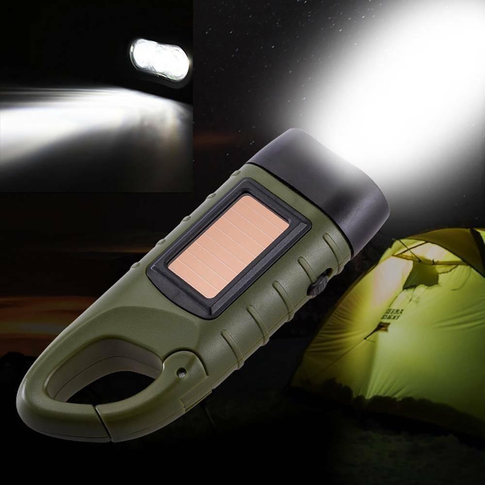 1PC Portable LED Lamps Flashlight Hand Crank Dynamo Torch Lantern Professional Solar Power Tent Light for Outdoor Camping Mountaineering