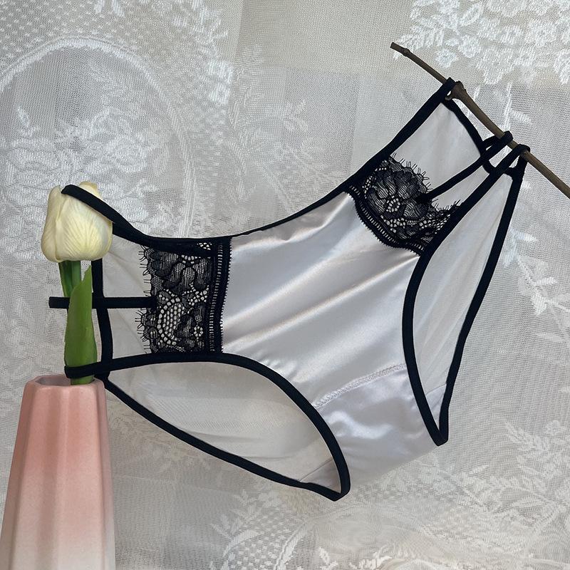 Женские сексуальные атласные кружевные трусики - дышащие, удобные, бесшовные, тонкие, с промежностью из чистого хлопка