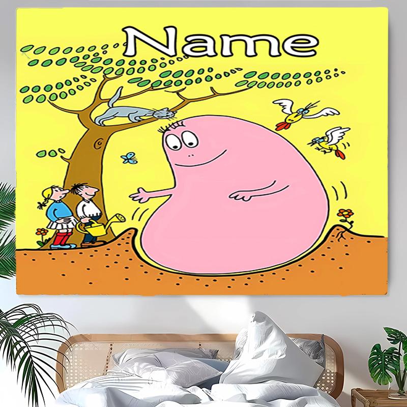 Personalized Barbapapa Background Tapestry,Custom Name Birthday Party,Multifunctional Wall Decoration for Home Decor,Various Occasions